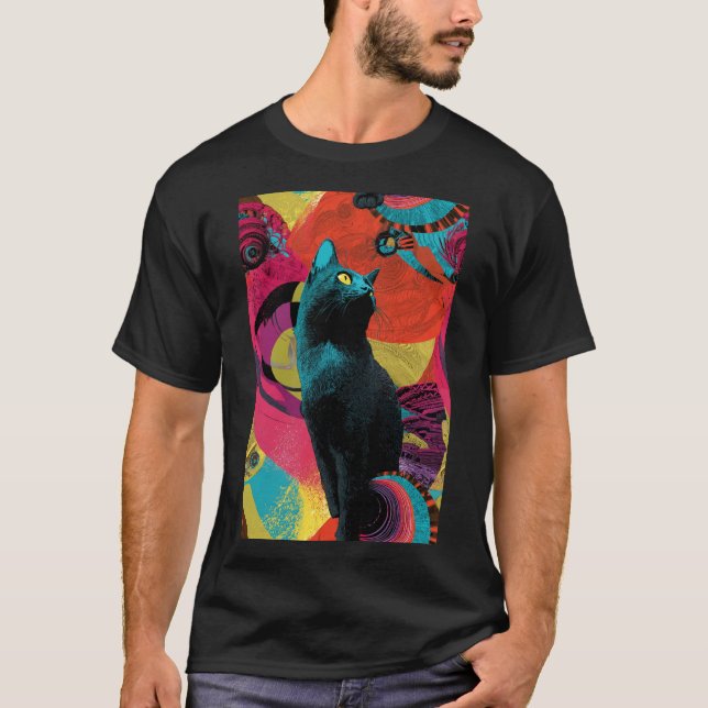 Neon Night Cat – Psychedelic T-Shirt (Front)
