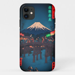 Neon Night Edo: Cyberpunk Nihonbashi & Mount Fuji iPhone 11 Case