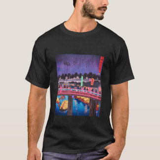 Neon Night Edo: Cyberpunk Nihonbashi & Mount Fuji T-Shirt