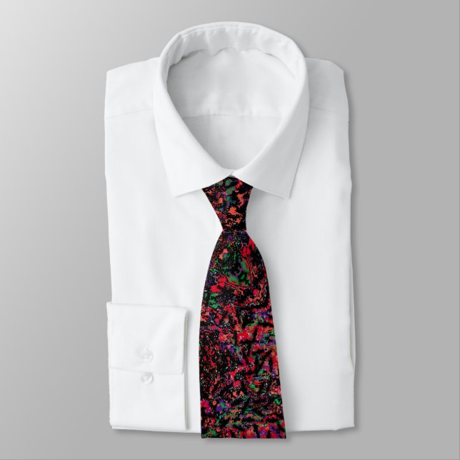 Neon Nights Abstract Neck Tie  (Tied)