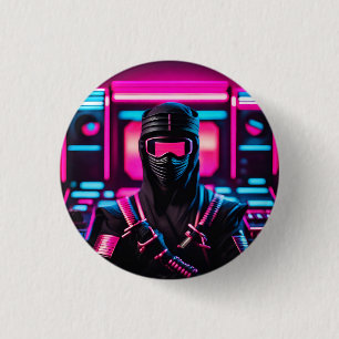neon ninja 3 cm round badge