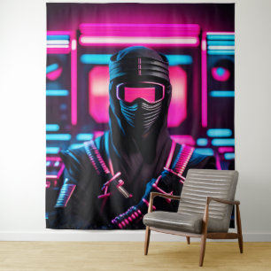 neon ninja tapestry