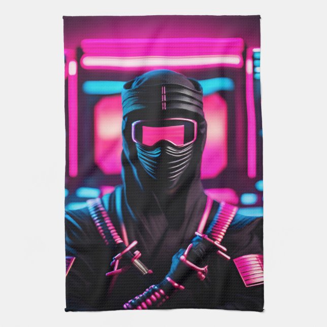 neon ninja tea towel (Vertical)