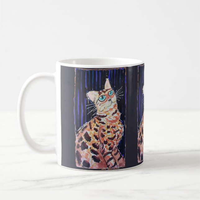 Neon Noir Bengal Cat Coffee Mug (Left)