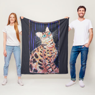 Neon Noir Bengal Cat Fleece Blanket