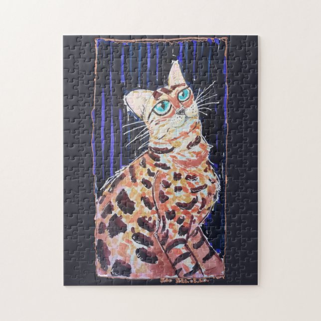Neon Noir Bengal Cat Jigsaw Puzzle (Vertical)