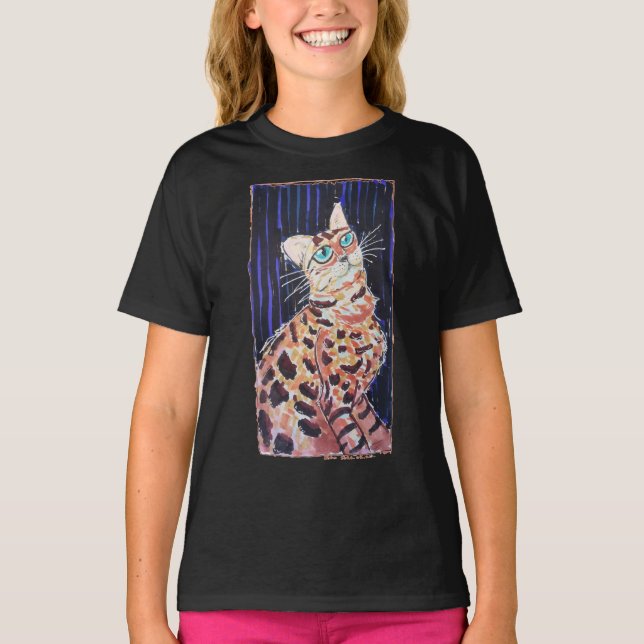Neon Noir Bengal Cat T-Shirt (Front)