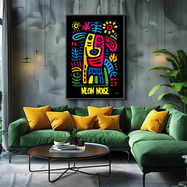 Neon Noise Dog – Abstract Geometric Animal Art Poster (Creator Uploaded)