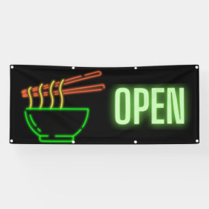 Neon Noodle Bowl Open Outdoor Banner