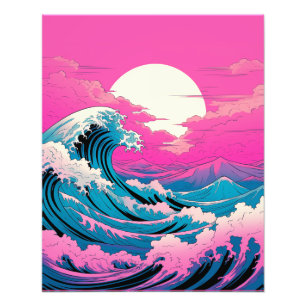Neon Ocean Waves Neon Art Neon Gallery Art Beach Photo Print