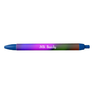 Neon of Blue, Purple, Green & Orange Add Name Black Ink Pen