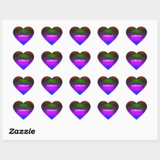 Neon of Blue, Purple, Green, Orange Add Name Heart Sticker