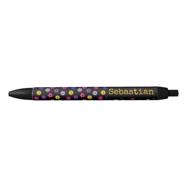 Neon on black pickleball, custom text ink pen (Front)