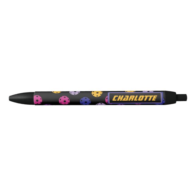Neon on black pickleball, custom text  ink pen (Front)