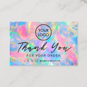 neon opal background thank you card