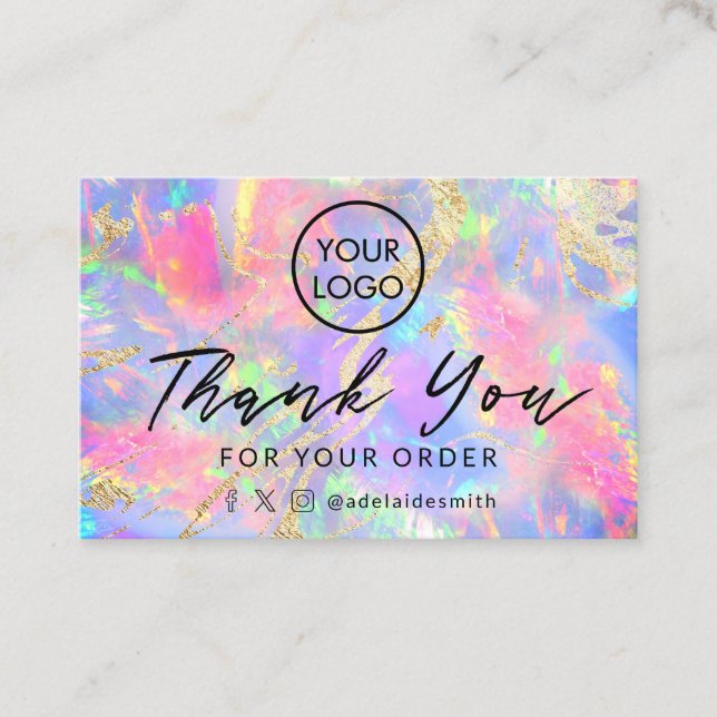 neon opal background thank you card (Front)