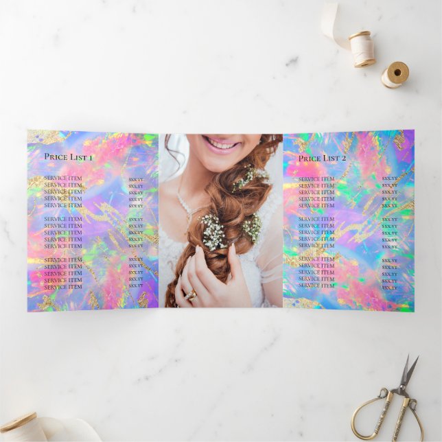 neon opal background Tri-Fold Brochure Invitation (Inside)