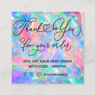 neon opal stone  thank you for your order square business card