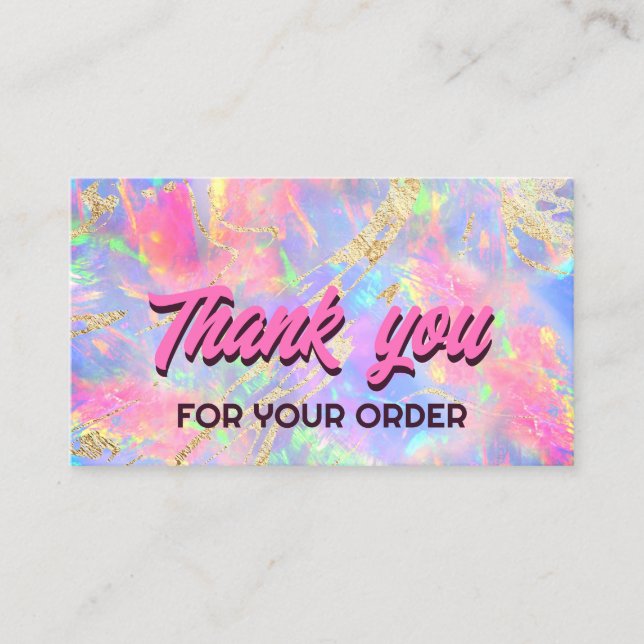 neon opal thank you business card (Front)