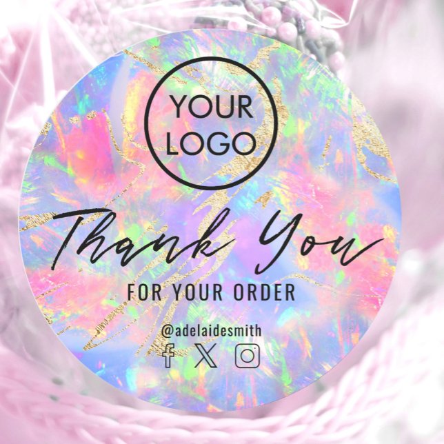 neon opal thank you classic round sticker (Creator Uploaded)