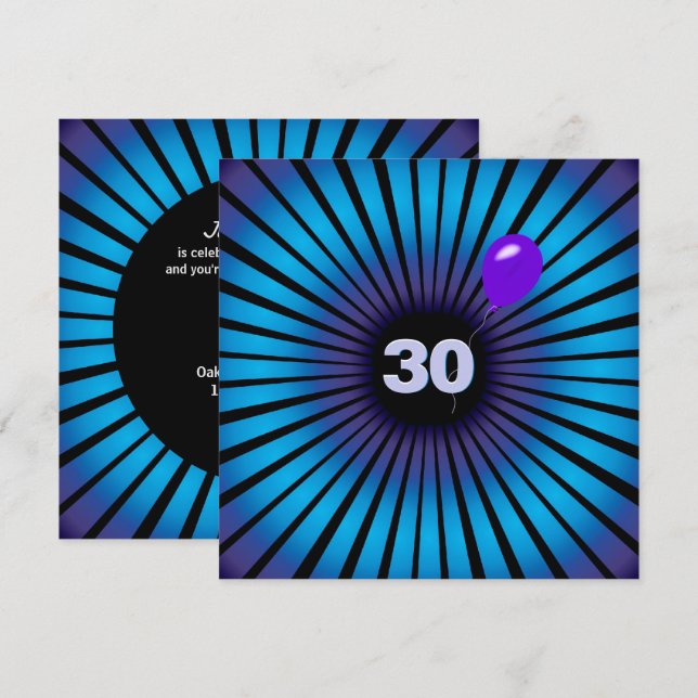 Neon Optical Illusion 30th Birthday Party  Invitation (Front/Back)