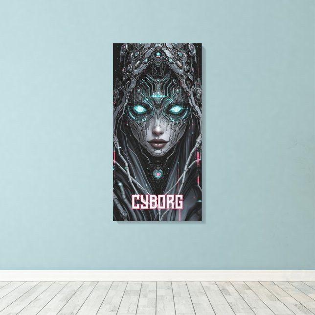 Neon Oracle Cyborg Canvas Print (Insitu(Wood Floor))