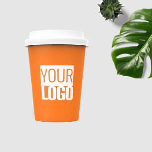 neon orange - add bold logo paper cups