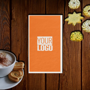 neon orange - add bold logo paper guest towels napkin