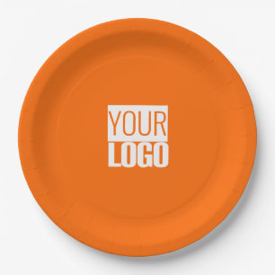 neon  orange  -  add  bold logo paper plate