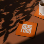 neon  orange  -  add bold logo  square paper coaster<br><div class="desc">Solid colour Square Paper Coaster    in neon orange (ff6600) solid colour background and a   bold cover logo . Personalise it now . Modern and trendy design by Alma Wad for company parties .</div>