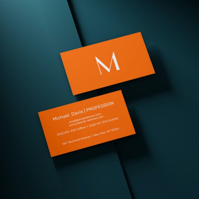 neon orange - add monogram business card (Creator Uploaded)