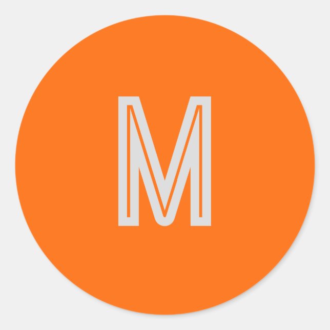 neon orange - add monogram   classic round sticker (Front)