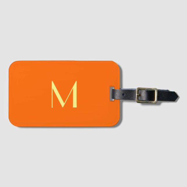 neon orange - add monogram  luggage tag (Front Horizontal)