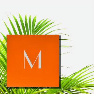 neon orange - add monogram   square business card
