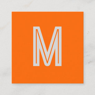 neon orange - add monogram   square business card