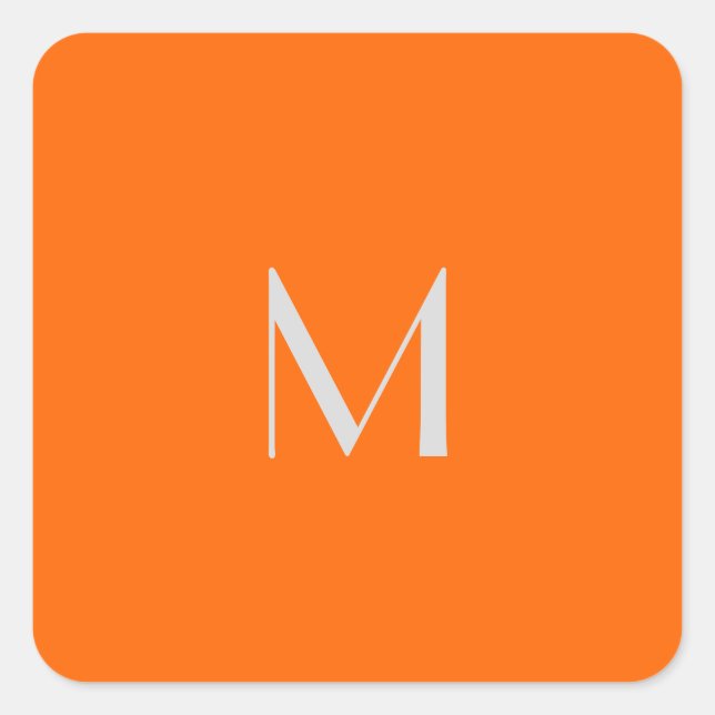 neon orange - add monogram   square sticker (Front)