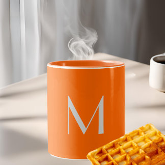 neon orange - add monogram   Two-Tone coffee mug