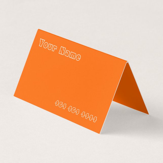 neon orange - add QR code Business Card (Front)