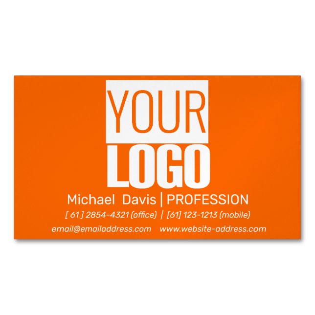 neon orange  - add your bold logo 	Magnetic business card (Front)