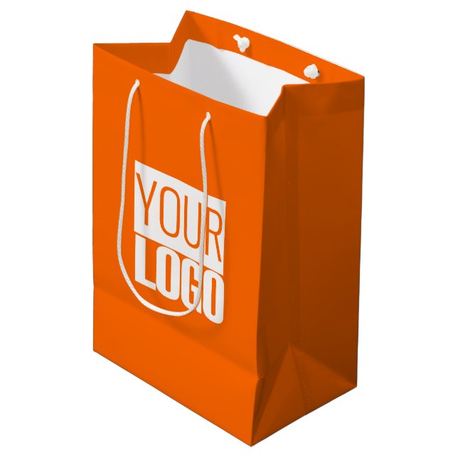 neon orange  - add your bold logo medium gift bag (Front Angled)