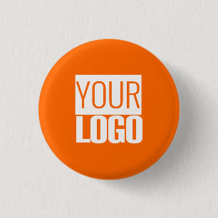 neon   orange  - add your  logo  3 cm round badge