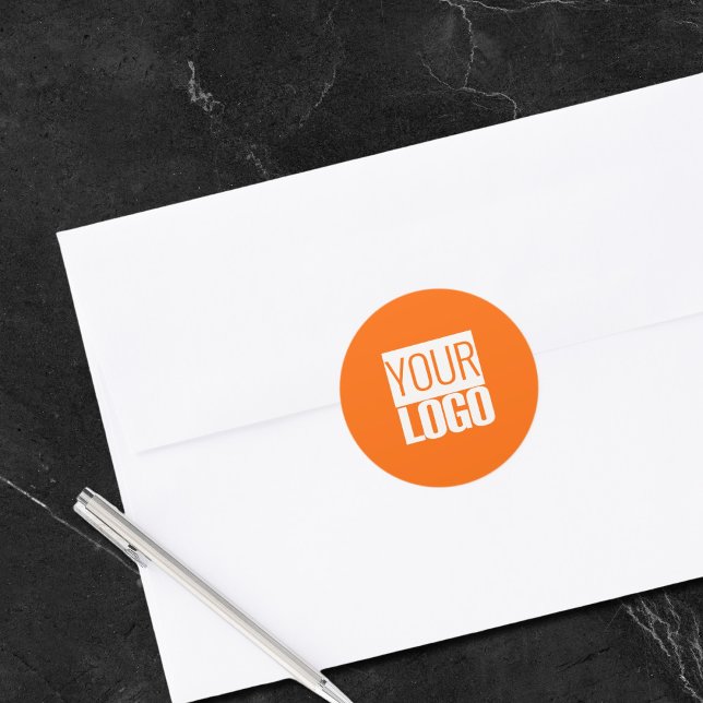  Neon  orange  - add your  logo  Classic Round Sticker (Creator Uploaded)