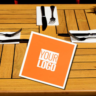  Neon  orange  - add your  logo  Napkin