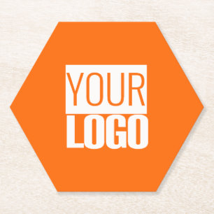  Neon  orange  - add your  logo  Paper Coaster