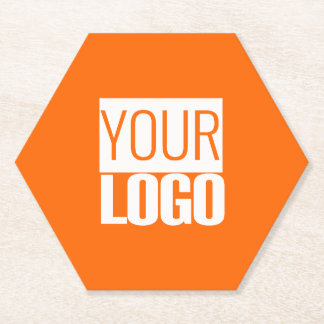  Neon  orange  - add your  logo  Paper Coaster