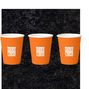 Neon orange - add your logo Paper Cups