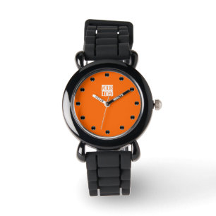  Neon  orange  - add your  logo  Watch