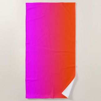 Neon Orange and Hot Pink Ombre Shade Colour Fade Beach Towel
