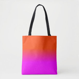 Neon Orange and Hot Pink Ombre Shade Colour Fade S Tote Bag
