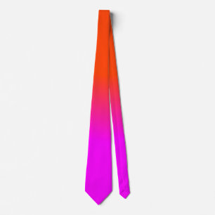 Neon Orange and Hot Pink Ombre Shade Colour Fade Tie
